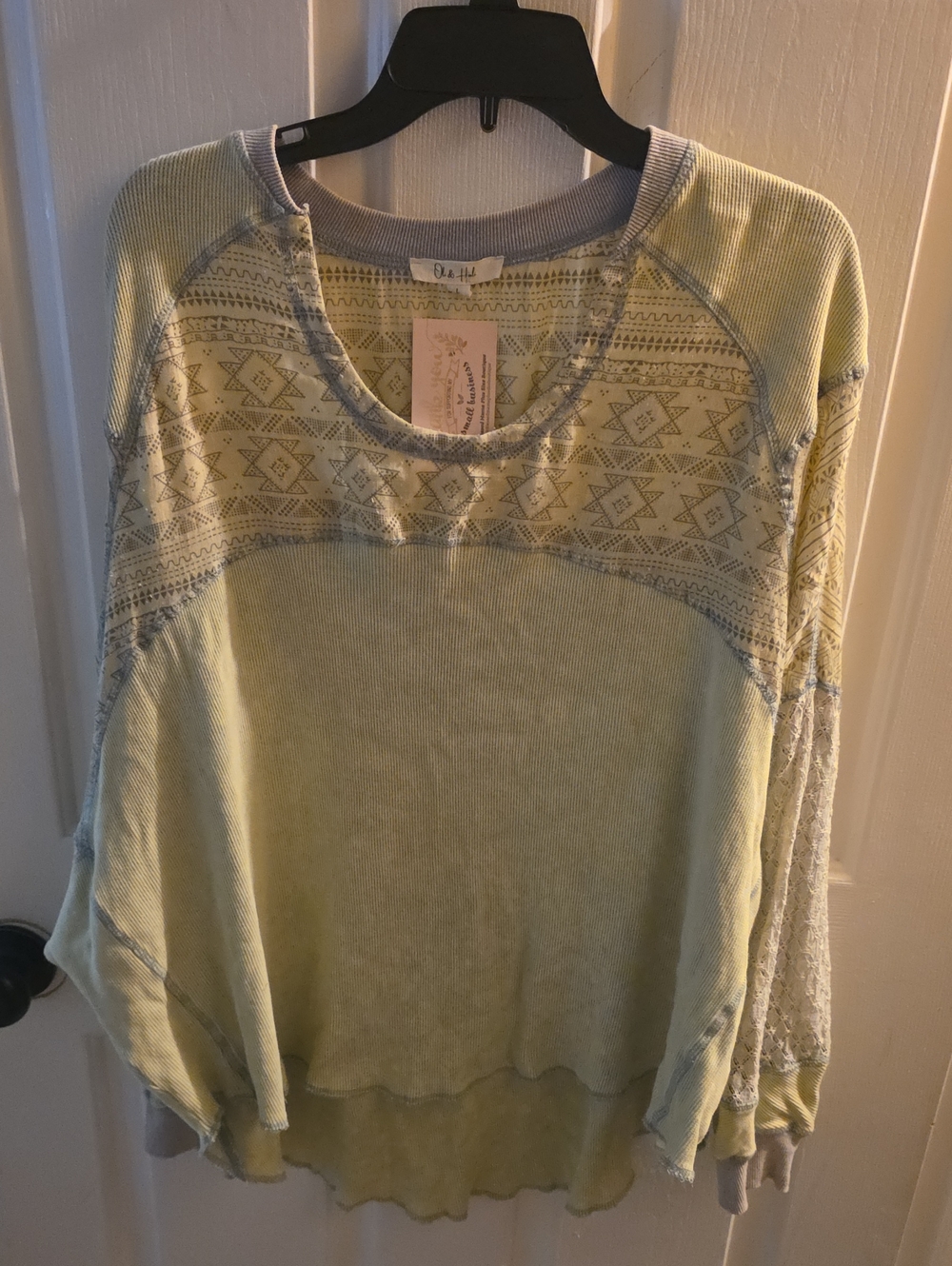 Oli & Hali Olive Green Scoop Neck Patterned Sweater